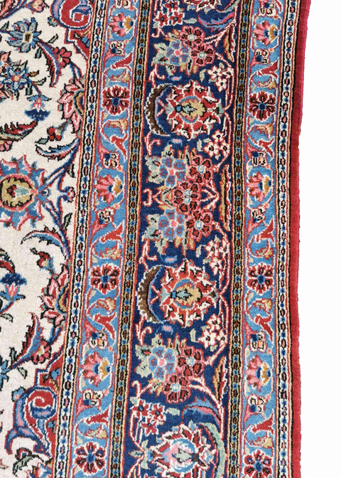 309 x 219 cm Old Kashan Traditional White Large Rug - Rugoutlet