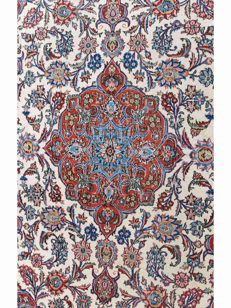 309 x 219 cm Old Kashan Traditional White Large Rug - Rugoutlet