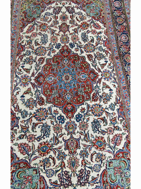 309 x 219 cm Old Kashan Traditional White Large Rug - Rugoutlet