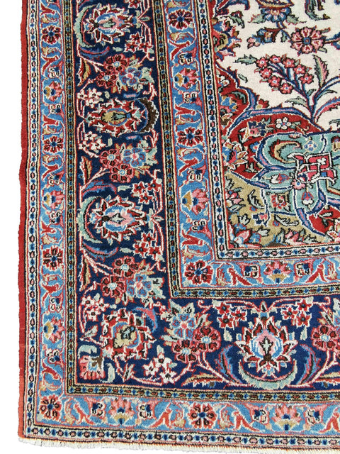 309 x 219 cm Old Kashan Traditional White Large Rug - Rugoutlet