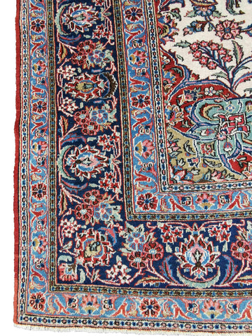 309 x 219 cm Old Kashan Traditional White Large Rug - Rugoutlet