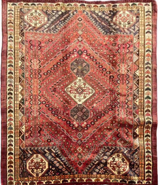 310 x 215 cm Qashqai Traditional Red Large Rug - Rugmaster