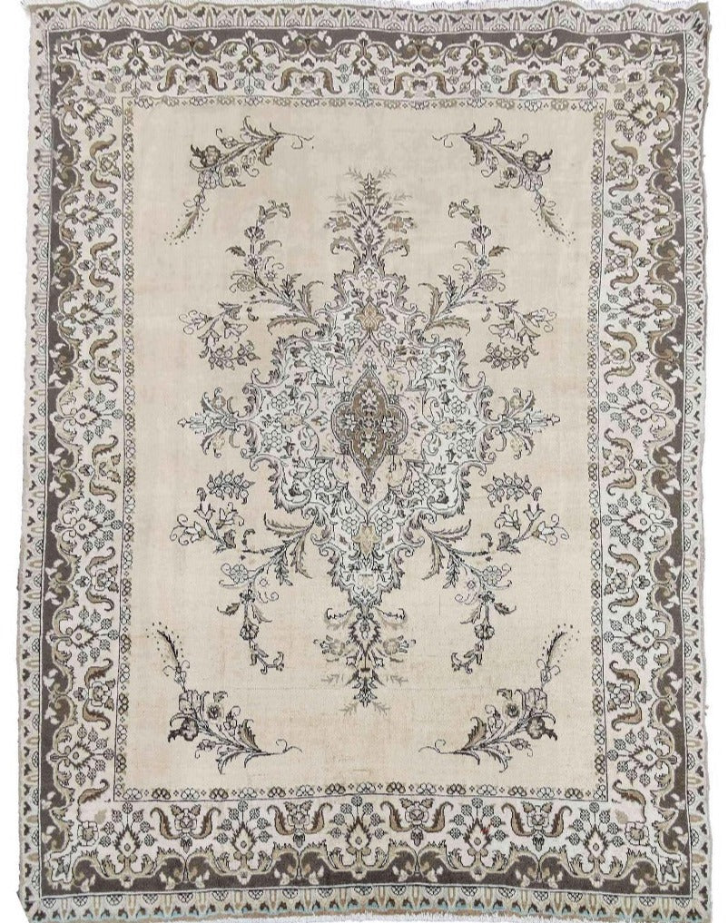 320 x 266 cm Old Tabriz Traditional White Large Rug - Rugoutlet