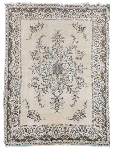 320 x 266 cm Old Tabriz Traditional White Large Rug - Rugoutlet