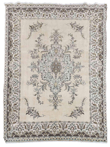 320 x 266 cm Old Tabriz Traditional White Large Rug - Rugoutlet