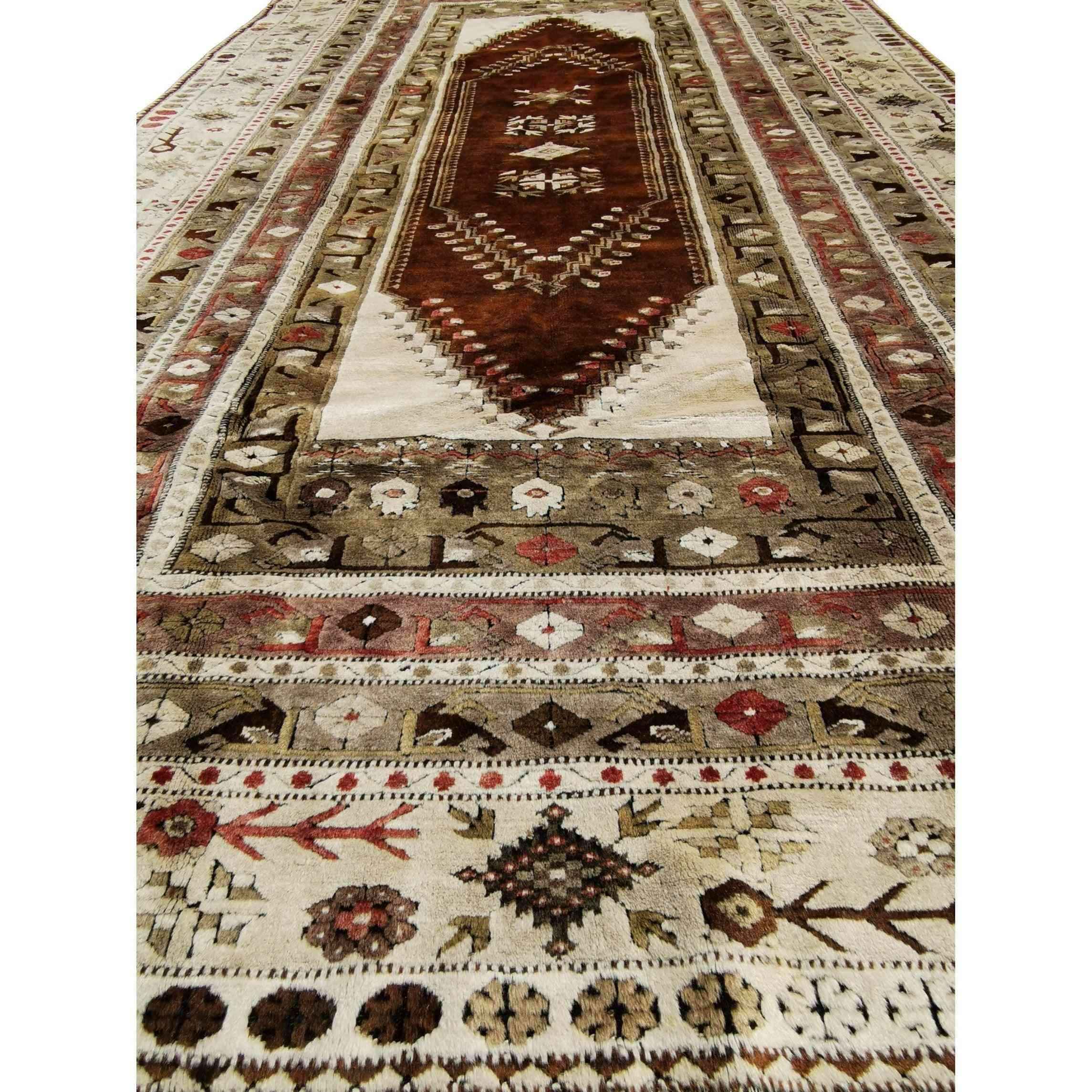 328 x 208 cm Old Turkish Milas Tribal Tribal Yellow Large Rug - Rugoutlet