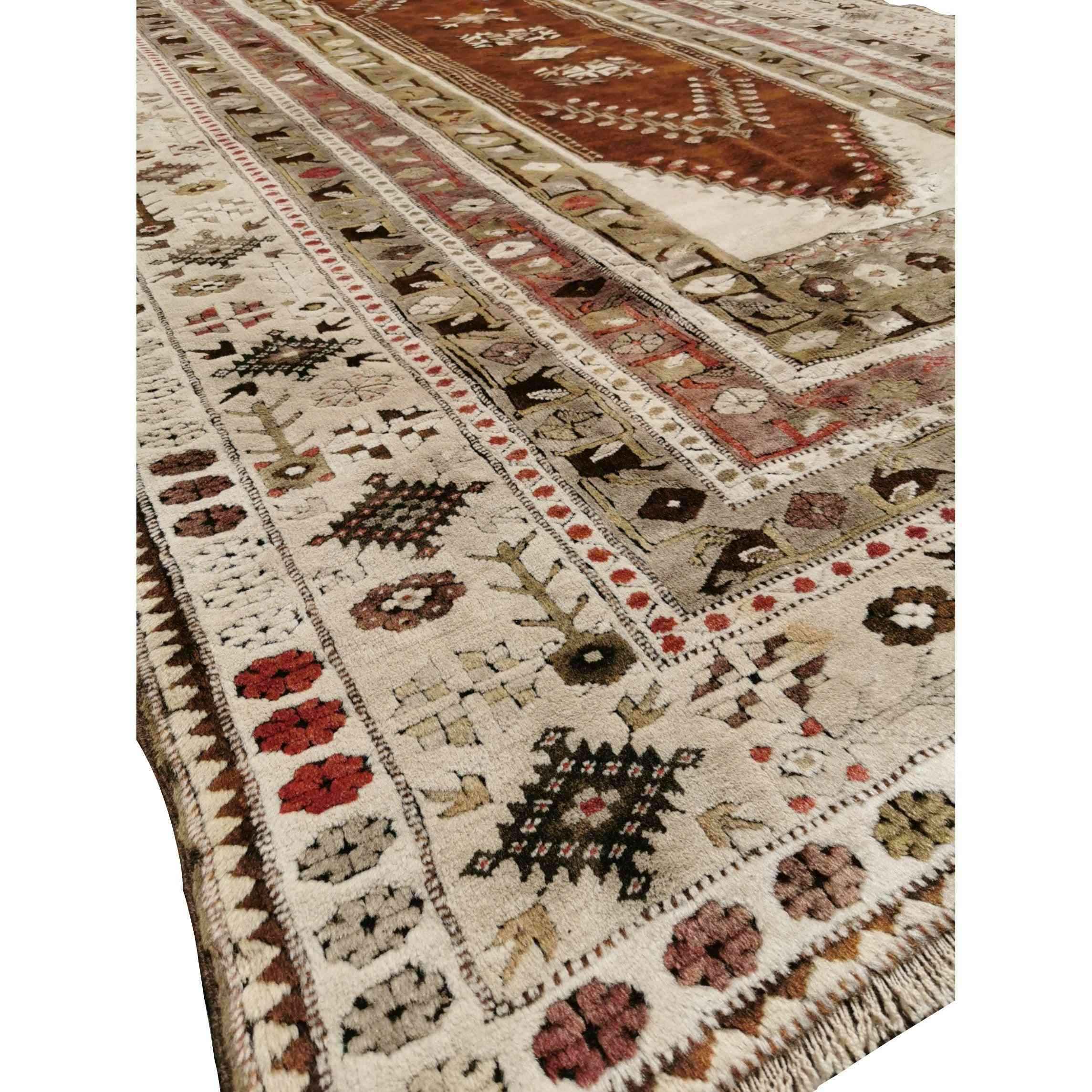 328 x 208 cm Old Turkish Milas Tribal Tribal Yellow Large Rug - Rugoutlet