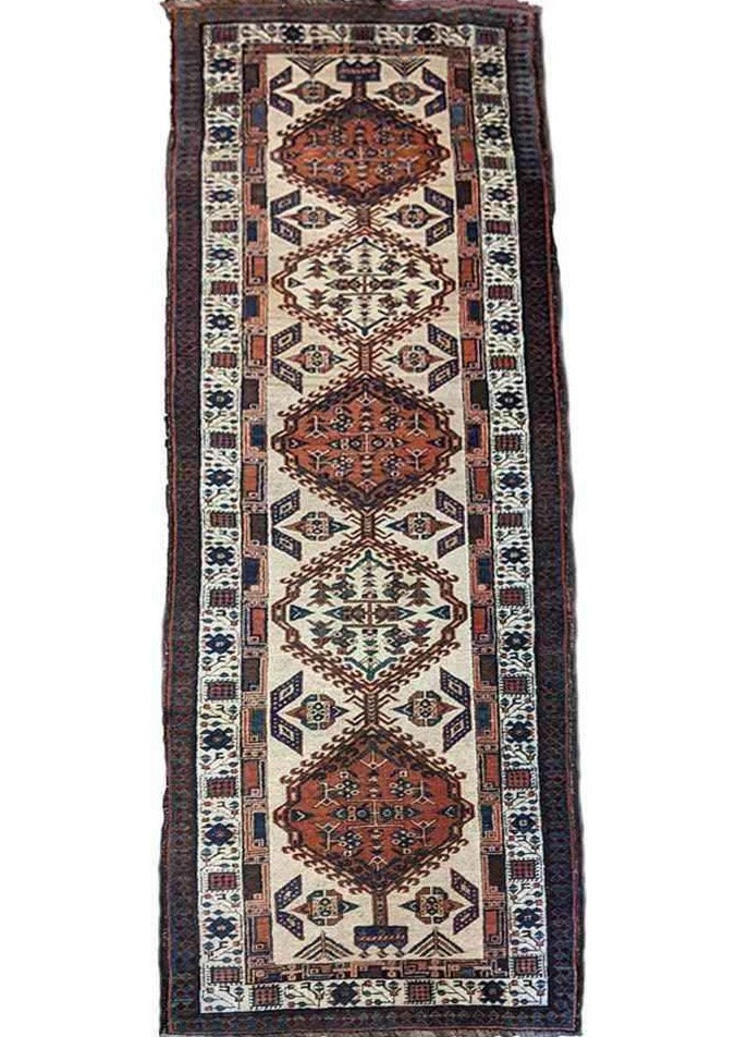 330 x 102 cm Old Tabriz Traditional White Rug - Rugoutlet