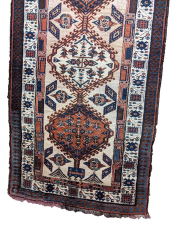 330 x 102 cm Old Tabriz Traditional White Rug - Rugoutlet