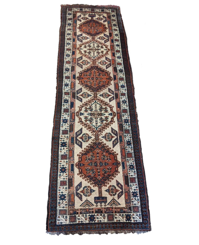 330 x 102 cm Old Tabriz Traditional White Rug - Rugoutlet