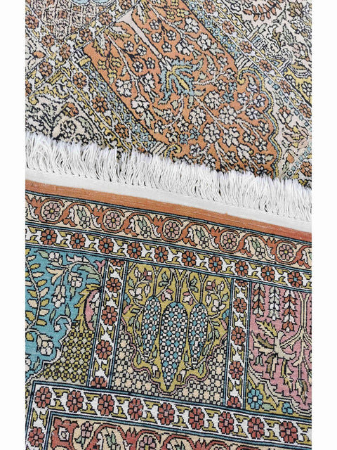 330 x 245 cm Kashmir Silk Traditional White Large Rug - Rugoutlet
