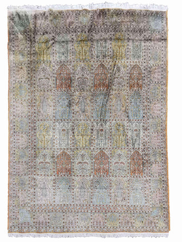 330 x 245 cm Kashmir Silk Traditional White Large Rug - Rugoutlet