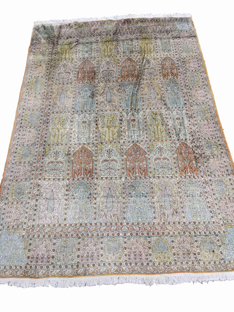 330 x 245 cm Kashmir Silk Traditional White Large Rug - Rugoutlet
