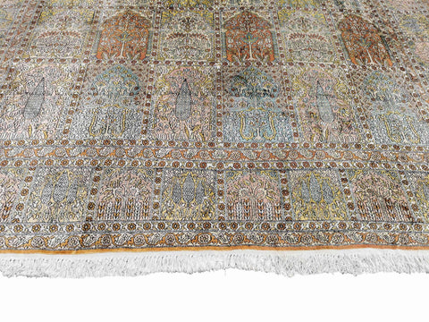 330 x 245 cm Kashmir Silk Traditional White Large Rug - Rugoutlet