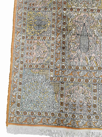 330 x 245 cm Kashmir Silk Traditional White Large Rug - Rugoutlet