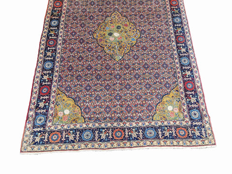 332 x 230 cm Fine Old Tabriz Traditional Red Large Rug - Rugmaster