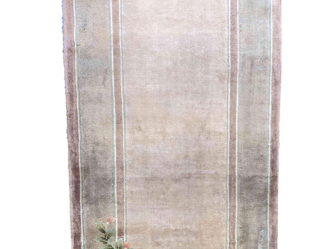 335 x 64 cm Fine Pure Silk Chinese Traditional Beige Rug - Rugoutlet