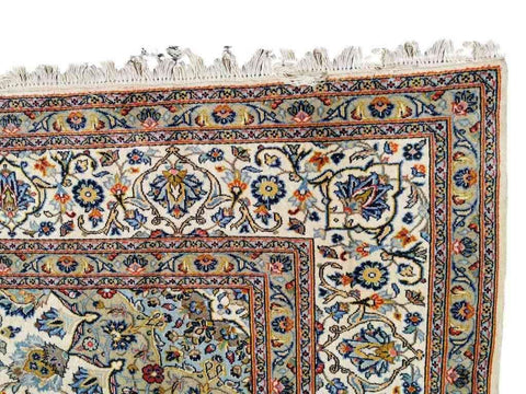 340 x 245 cm Kashan New wool Traditional Beige Large Rug - Rugoutlet