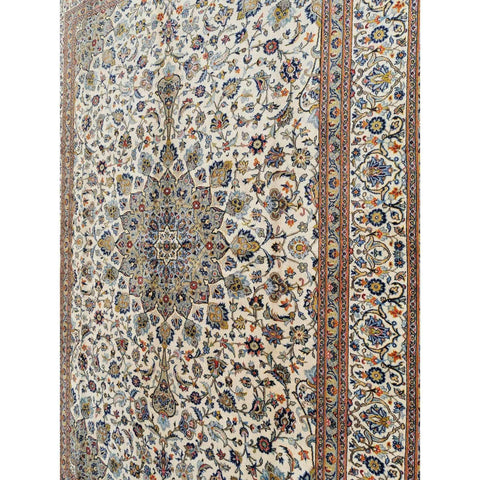 340 x 245 cm Kashan New wool Traditional Beige Large Rug - Rugoutlet