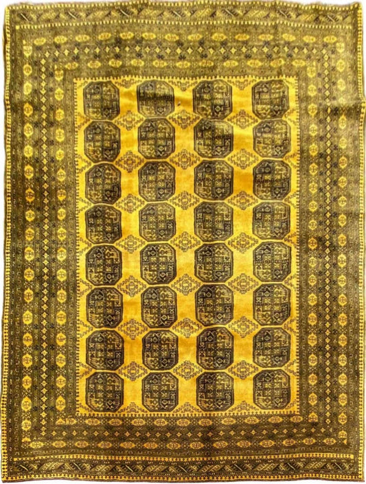 344 x 250 cm Golden Afghan Tribal Gold Large Rug - Rugmaster