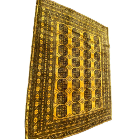 344 x 250 cm Golden Afghan Tribal Gold Large Rug - Rugmaster