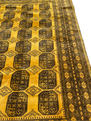 344 x 250 cm Golden Afghan Tribal Gold Large Rug - Rugmaster