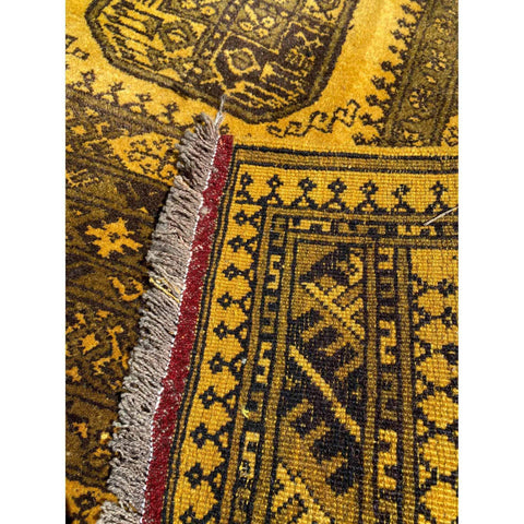 344 x 250 cm Golden Afghan Tribal Gold Large Rug - Rugoutlet