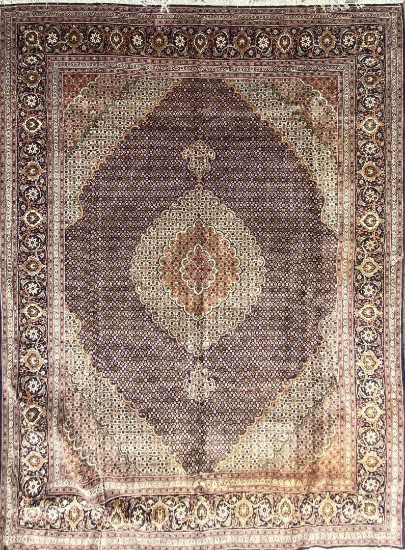 345 x 247 cm Persian Tabriz Traditional Brown Large Rug - Rugmaster