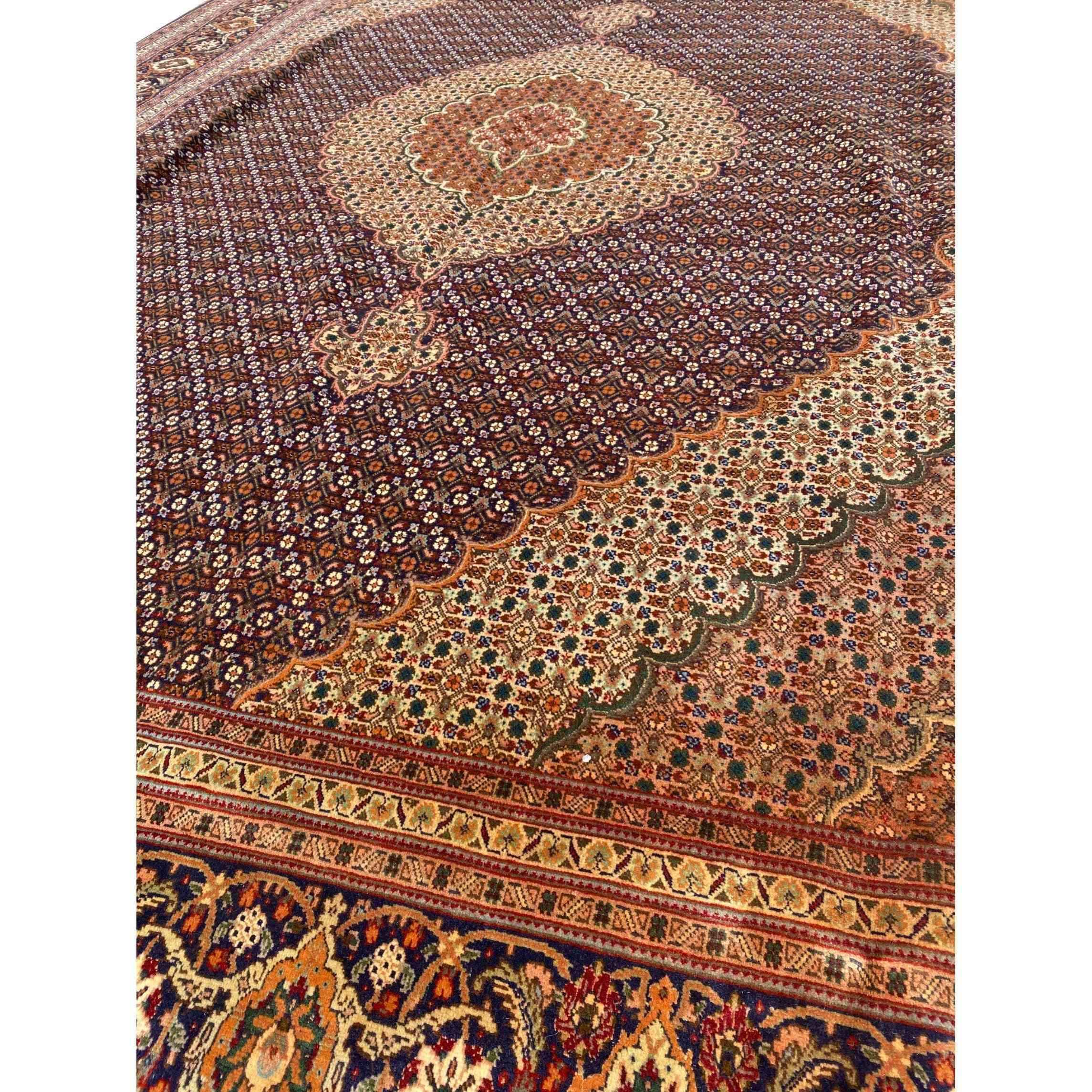 345 x 247 cm Persian Tabriz Traditional Brown Large Rug - Rugmaster