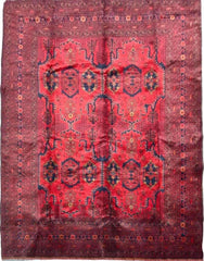 346 x 342 cm Afghan Khan Tribal Red Large Rug - Rugoutlet