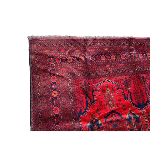 346 x 342 cm Afghan Khan Tribal Red Large Rug - Rugmaster
