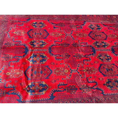346 x 342 cm Afghan Khan Tribal Red Large Rug - Rugmaster