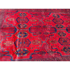 346 x 342 cm Afghan Khan Tribal Red Large Rug - Rugoutlet