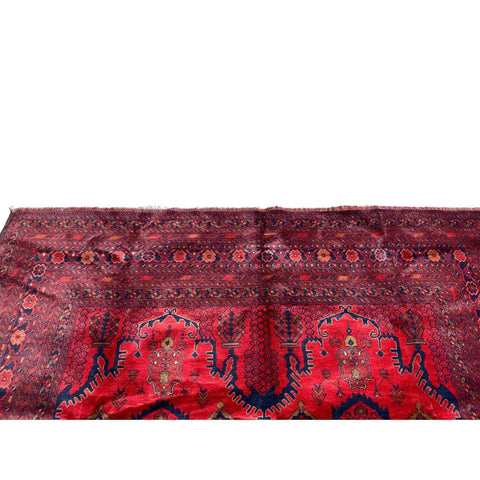 346 x 342 cm Afghan Khan Tribal Red Large Rug - Rugmaster