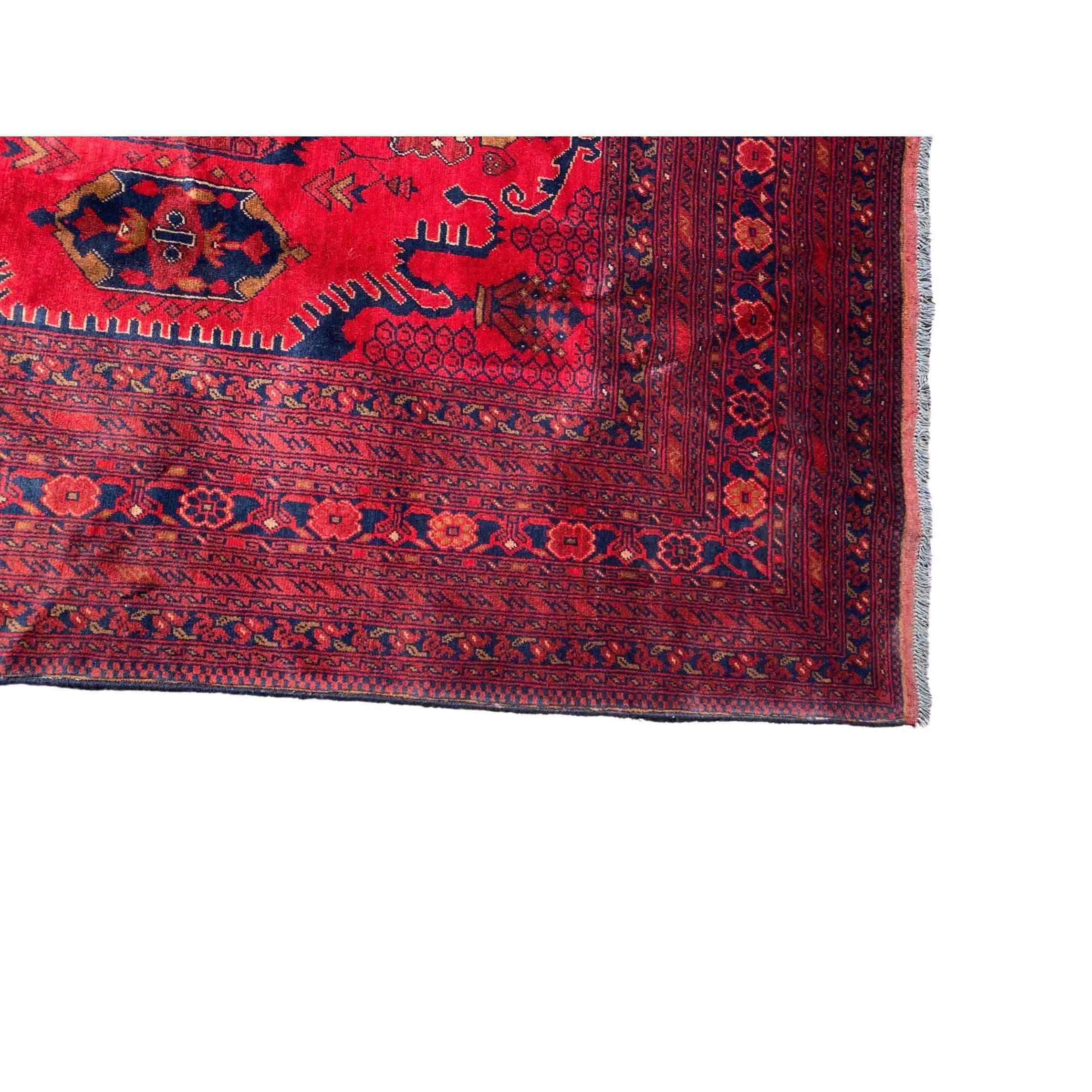 346 x 342 cm Afghan Khan Tribal Red Large Rug - Rugoutlet