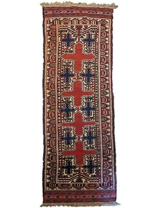 355 x 78 cm Afghan Mashwani Tribal Red Rug - Rugmaster