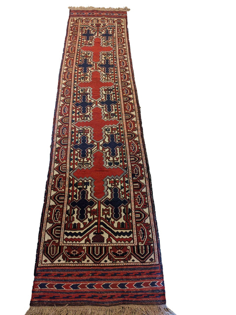 355 x 78 cm Afghan Mashwani Tribal Red Rug - Rugoutlet