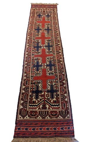 355 x 78 cm Afghan Mashwani Tribal Red Rug - Rugoutlet