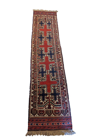 355 x 78 cm Afghan Mashwani Tribal Red Rug - Rugoutlet