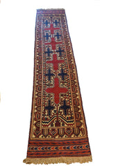 355 x 78 cm Afghan Mashwani Tribal Red Rug - Rugmaster