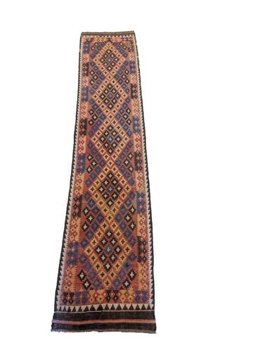 357 x 73 cm Afghan Kilim Tribal Brown Rug - Rugoutlet