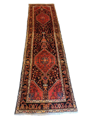 357 x 94 cm Persian Hamadan Traditional Brown Rug - Rugoutlet