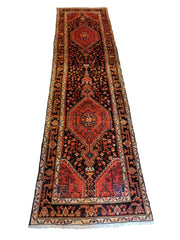 357 x 94 cm Persian Hamadan Traditional Brown Rug - Rugmaster