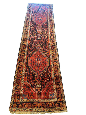 357 x 94 cm Persian Hamadan Traditional Brown Rug - Rugoutlet