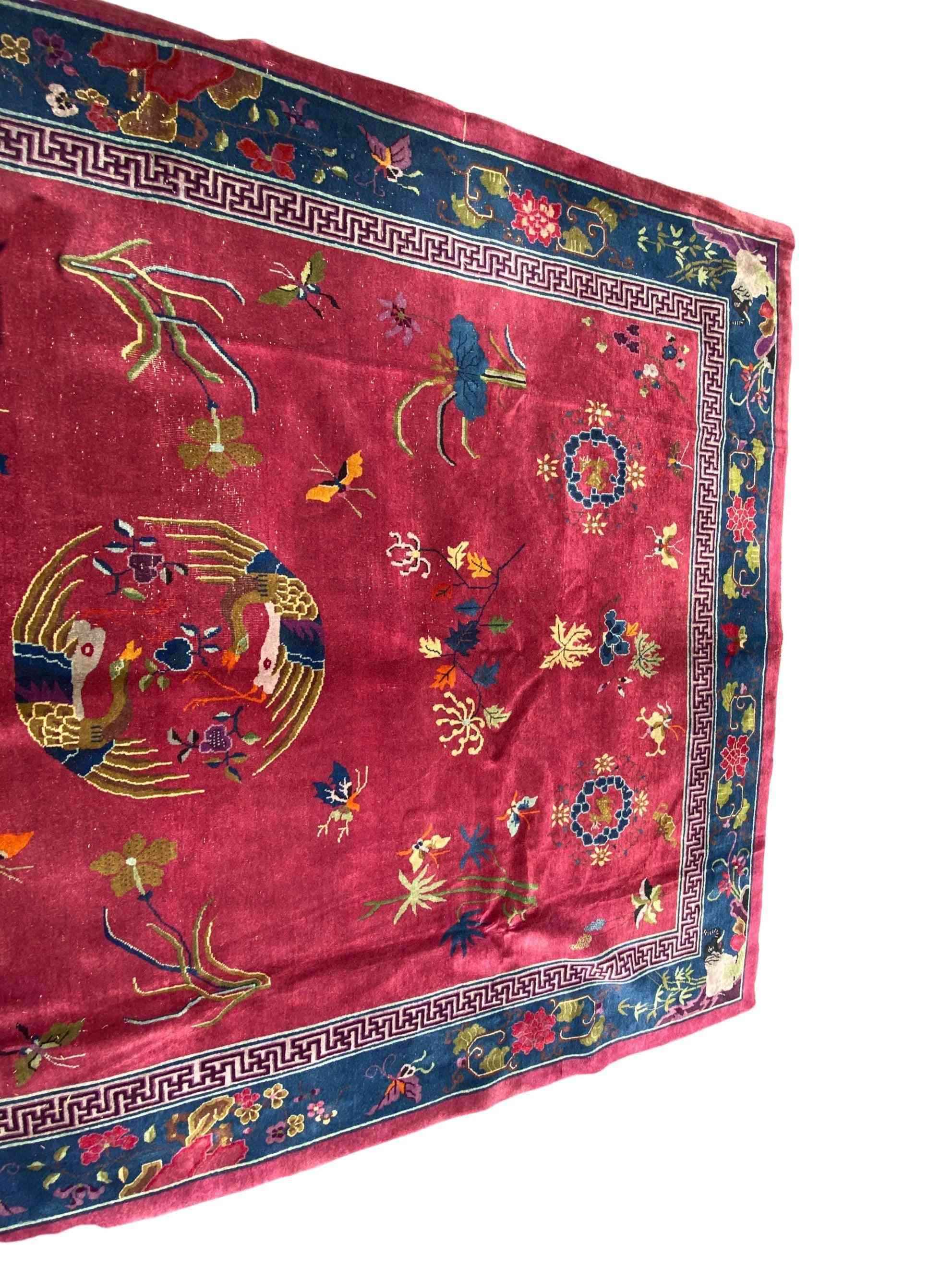 358 x 264 cm Old Chinese Traditional Red Large Rug - Rugmaster
