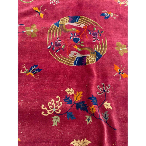 358 x 264 cm Old Chinese Traditional Red Large Rug - Rugmaster