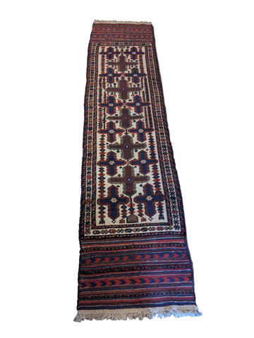 358 x 87 cm Mushwani Tribal Red Rug - Rugoutlet