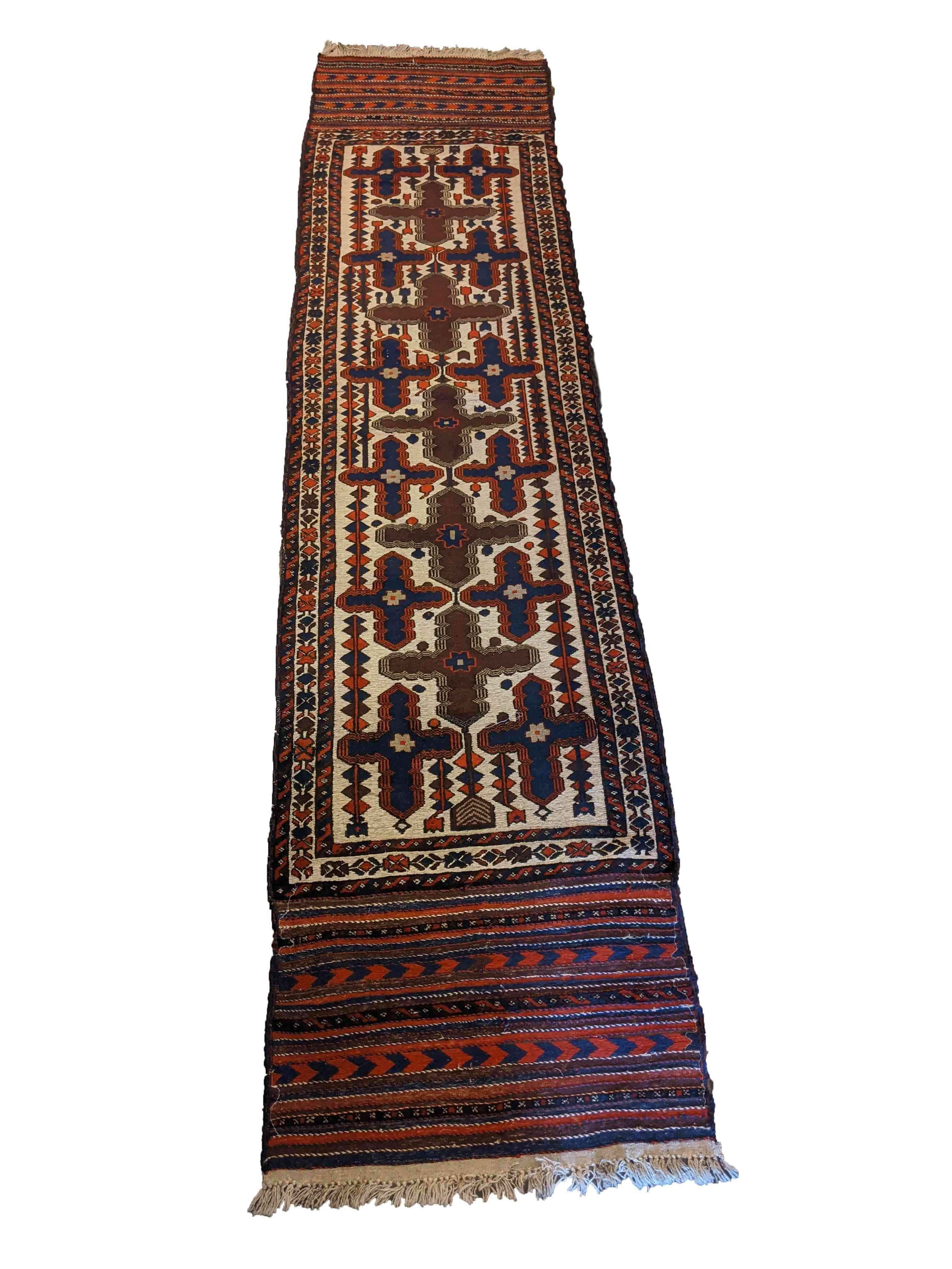 358 x 87 cm Mushwani Tribal Red Rug - Rugmaster