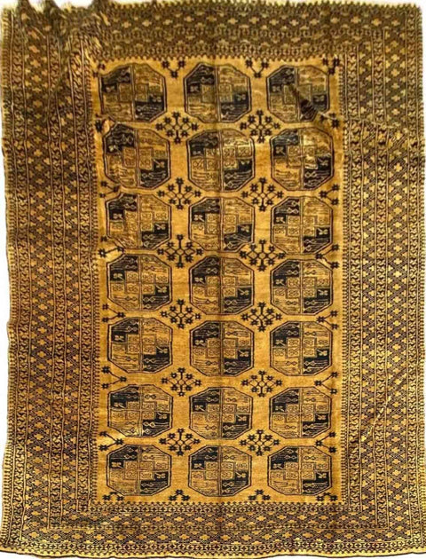 368 x 249 cm Golden Afghan Tribal Gold Rug - Rugoutlet