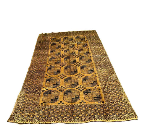 368 x 249 cm Golden Afghan Tribal Gold Rug - Rugoutlet
